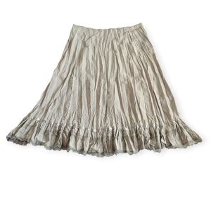 Grey Cottagecore Midi Skirt With Ruffle Trim Lace And Ribbon Size 14